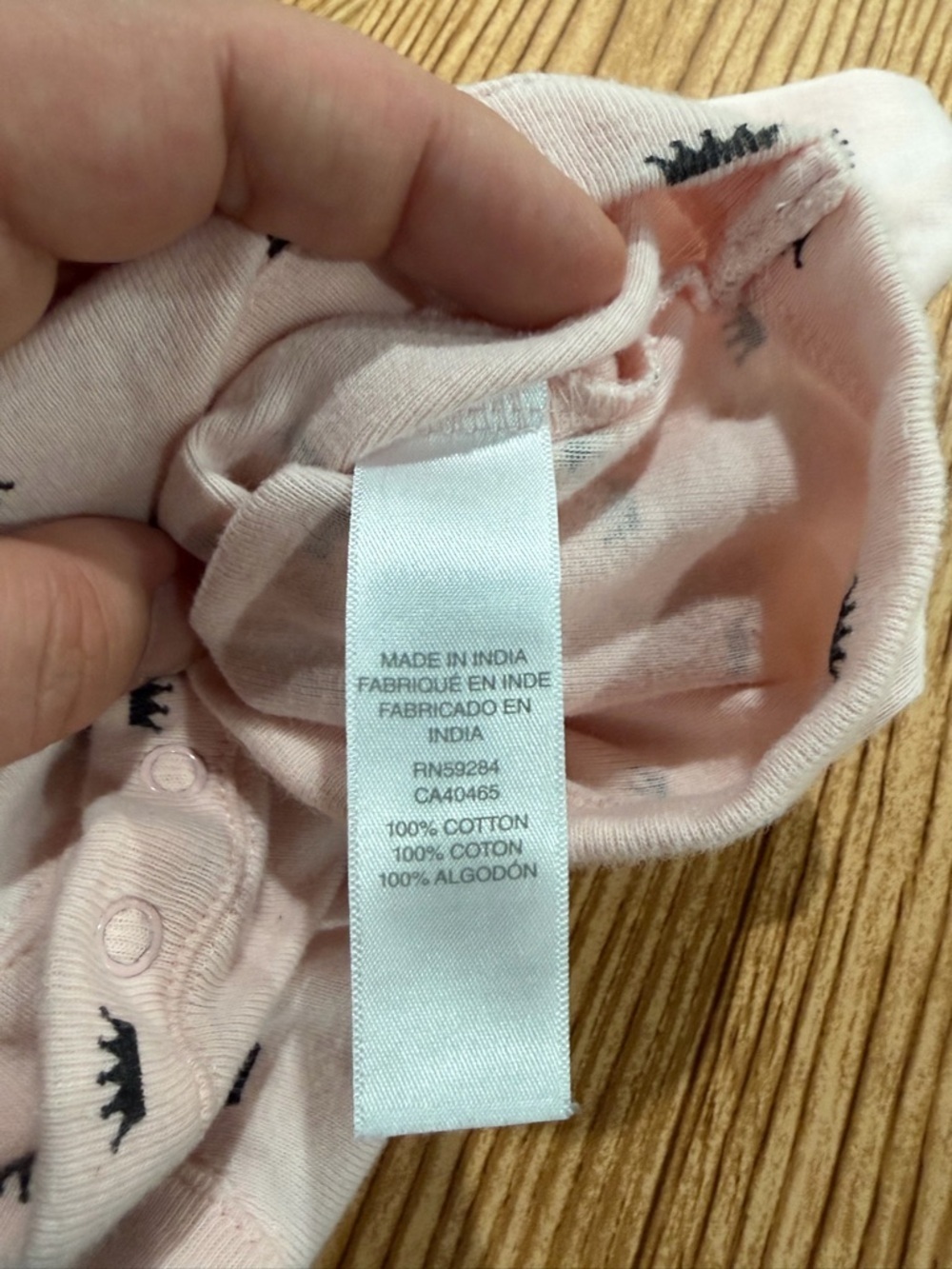 7/$20 Bundles Baby Place Baby Pink Crown-Print Long Sleeve One-Piece Cotton - Picture 4 of 4